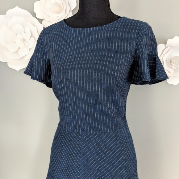 Banana Republic Cotton Pin-Striped Ruffle Dress - Picture 2 of 7